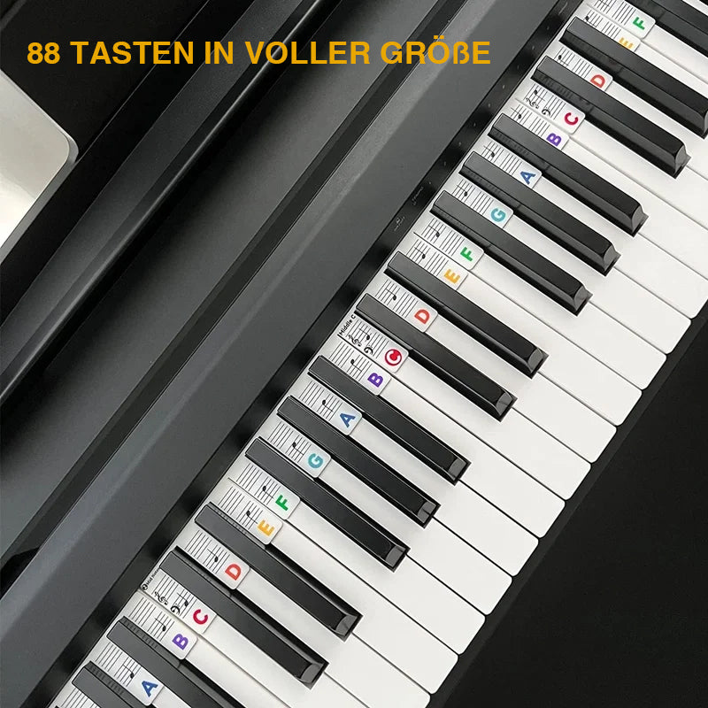 Brehn | Klavier-Notenetiketten aus Silikon | Abnehmbares Lehrmittel für 88 Tasten | Duales Notensystem (Violin- & Bassschlüssel) | Rückstandsfrei & Wiederverwendbar | Für Klavier & E-Piano