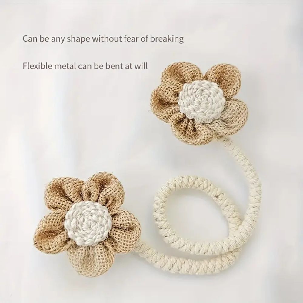 Raffhalter aus Hanf mit Blumenmuster | 2er-Set