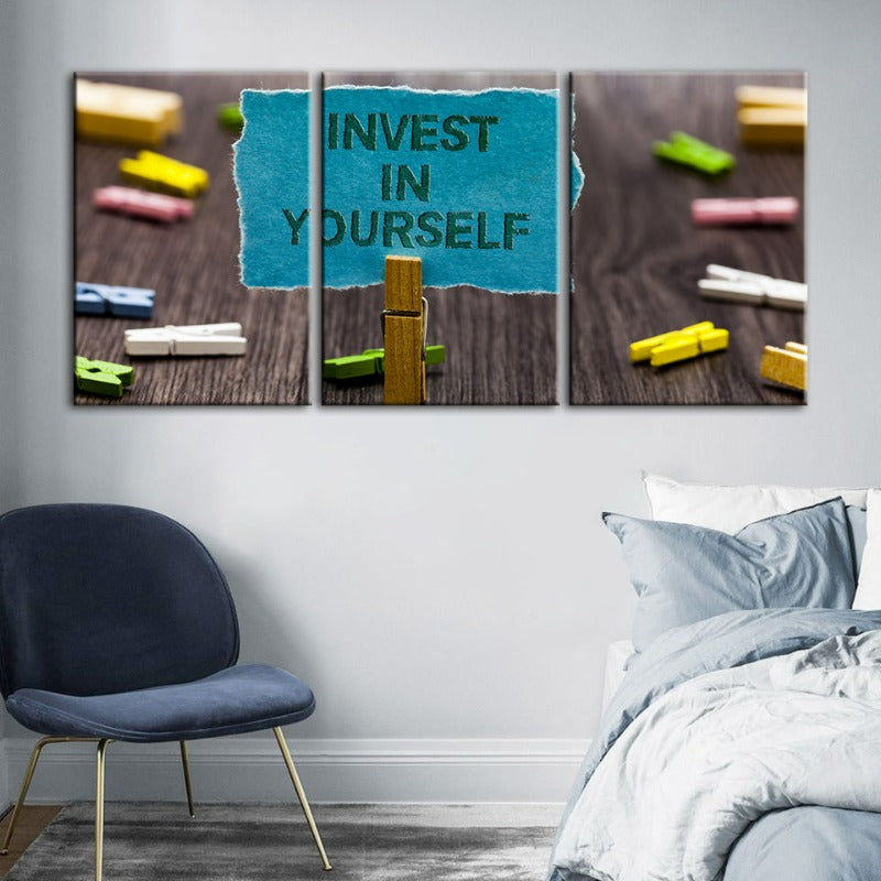Investiere in dich selbst - Canvas Wandkunst Gemälde 3 Teile
