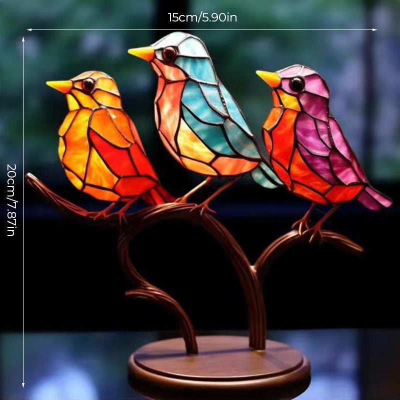 Vögel auf Ästen Gefärbte Acrylornamente, Doppelseitiger Mehrfarbiger Stil | Brehn