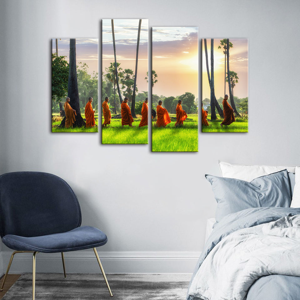 Morgen Spaziergang 4 Teile - Leinwand Wandkunst Malerei