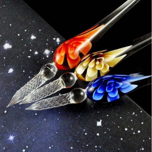 Glas Kalligrafie-Stift Set mit Tinte und Stiftablage