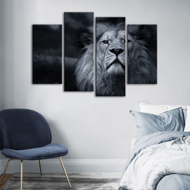 4 Teile Grau-Papier Lion - Leinwand Wandkunst Malerei