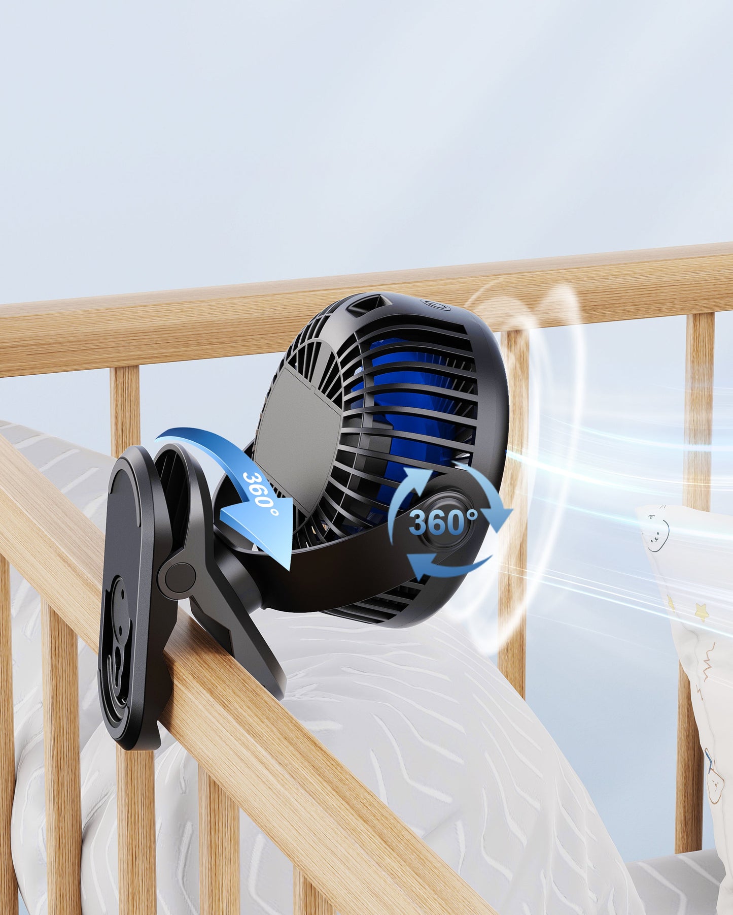 Tragbarer Clip-On Ventilator - Batteriebetriebener Kinderwagenventilator | Brehn