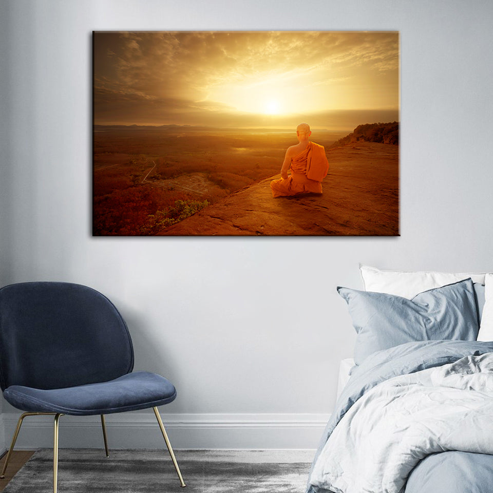 Ruhiger Sonnenuntergang an der Klippe – Leinwandbild