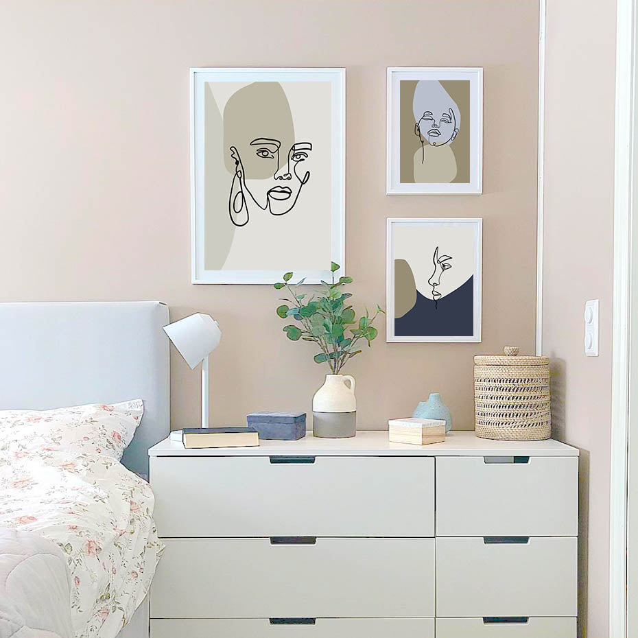 Line Graphic Art - Leinwand Wandkunst Malerei