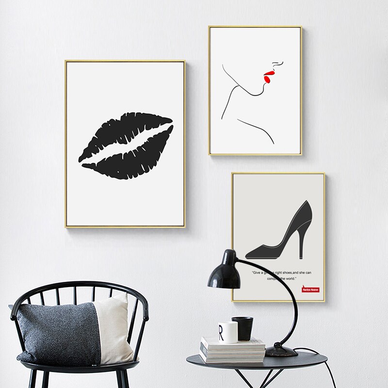 Makeup Lippen - Leinwand Wandkunst Gemälde