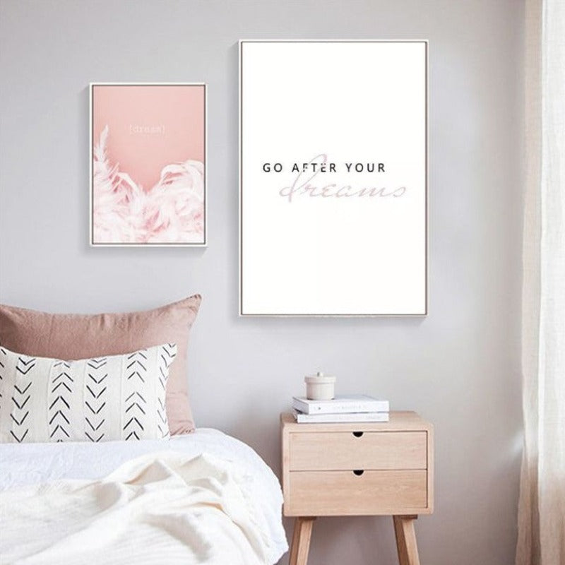 Moderne Warme Pink Nordische Kollege Traum - Leinwand Wandkunst Gemälde