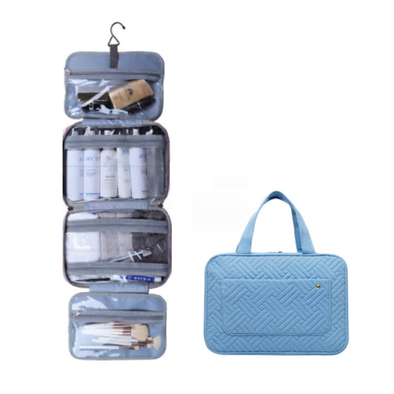 Brehn | Travelique Reise-Kosmetik-Organizer | Kompakt & Wasserabweisend | Mit 4 Fächern & 360° Haken | Für Damen & Herren