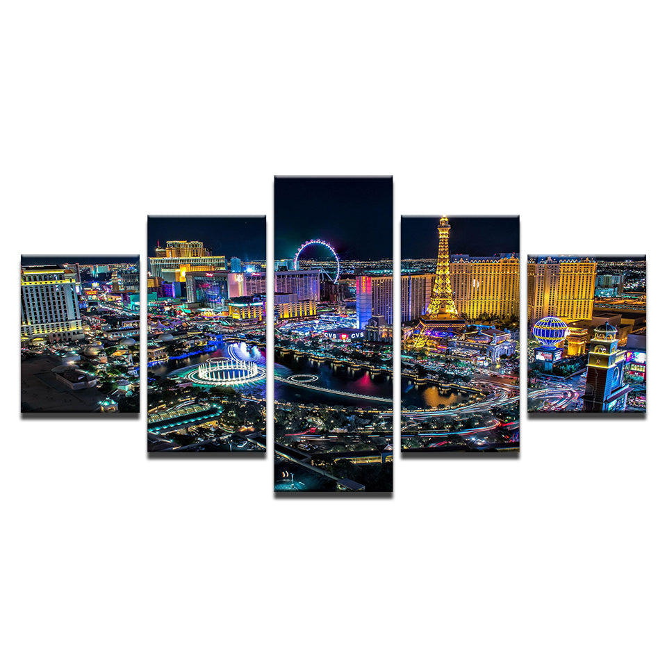 Las Vegas Lights 5 Stück - Leinwand Wandkunst Gemälde