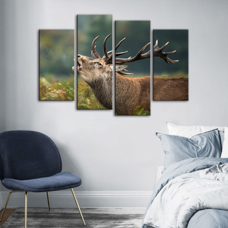 4 Stück Blökende Elch - Leinwand Wandkunst Malerei | Brehn