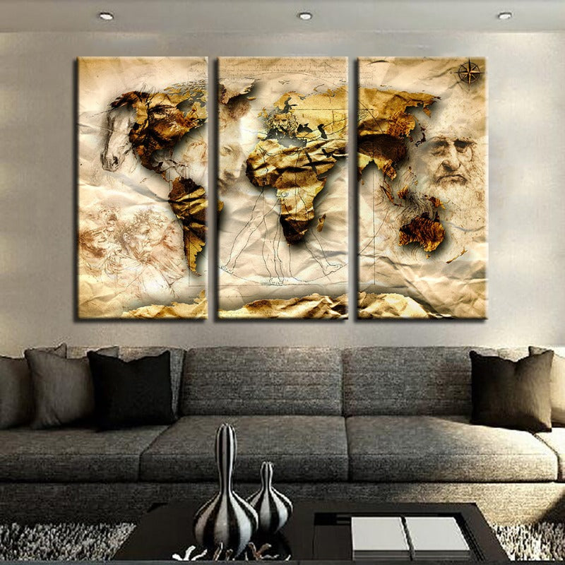 Schöne alte Welt klassische Weltkarten - Leinwand Wandkunst Gemälde