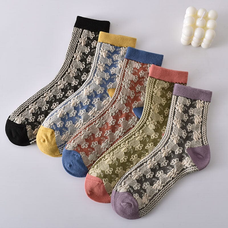 Damen-Baumwollsocken mit Blumenmuster (10 Paar)