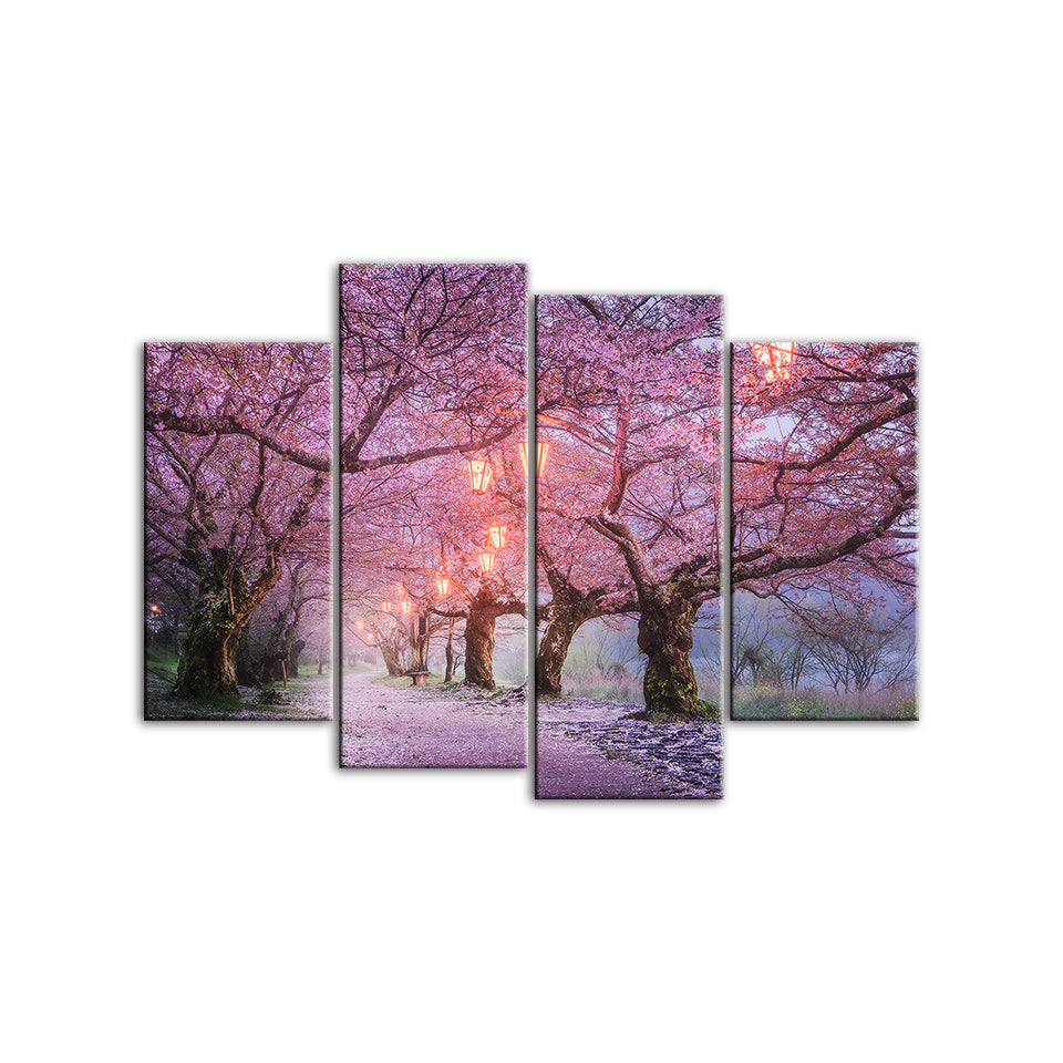 Große Pinke Bäume - Leinwand Wandkunst Gemälde