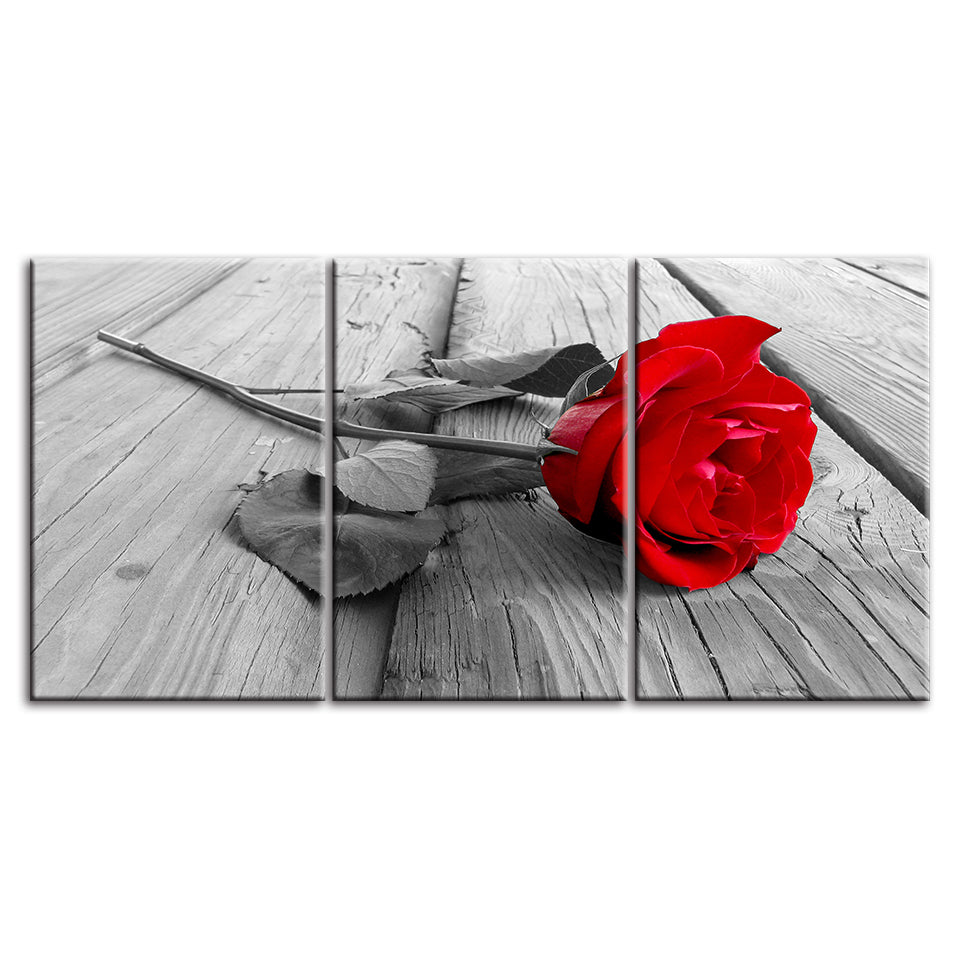 Einsame Rose 3 Teilig - Leinwand Wandkunst Gemälde