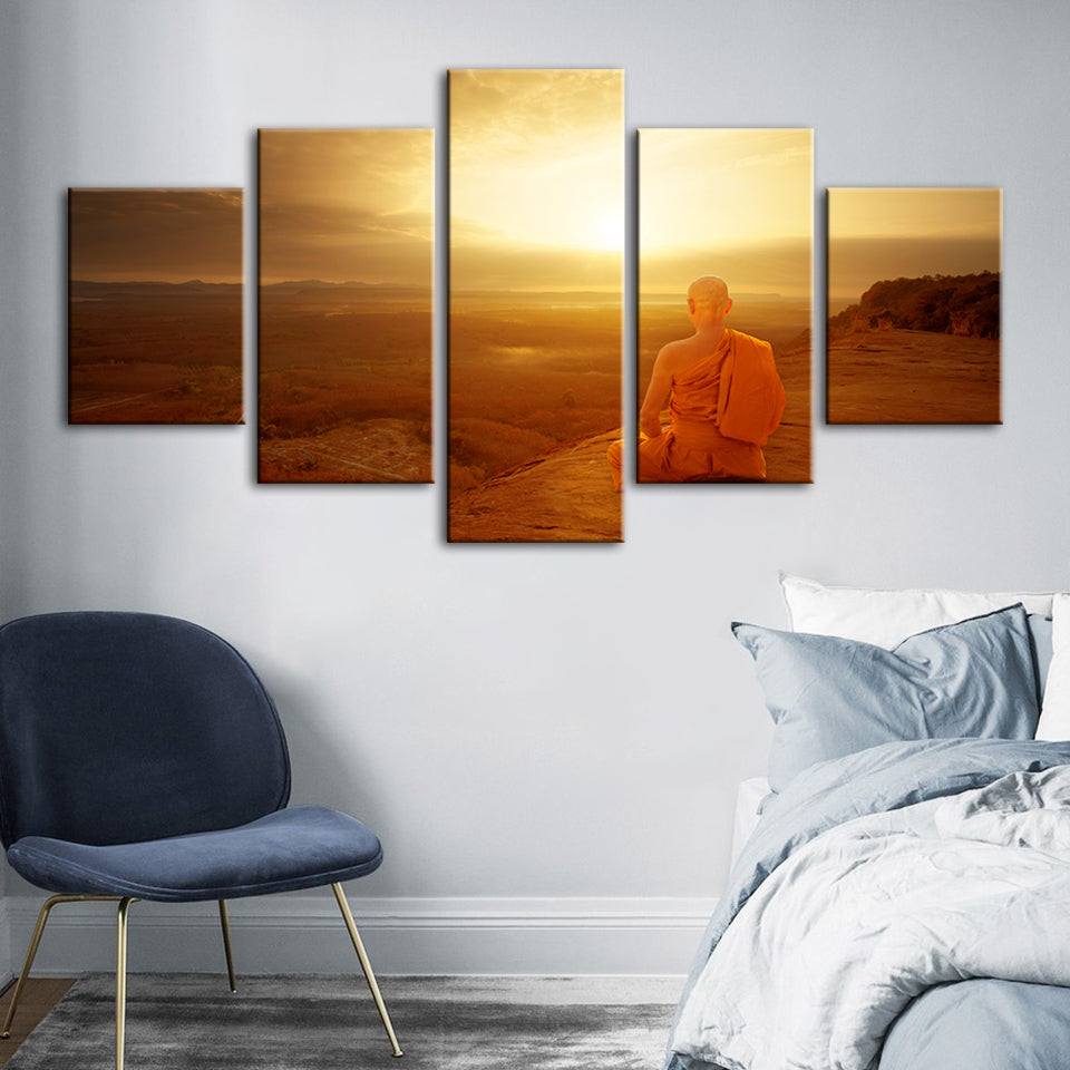 Warmer Morgen, 5-teiliges Leinwandbild