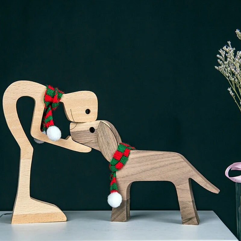 Brehn | Geschenk für Tierliebhaber - Holzskulptur Tisch Ornamente - Die Liebe zwischen Ihnen und Ihrem pelzigen Freund