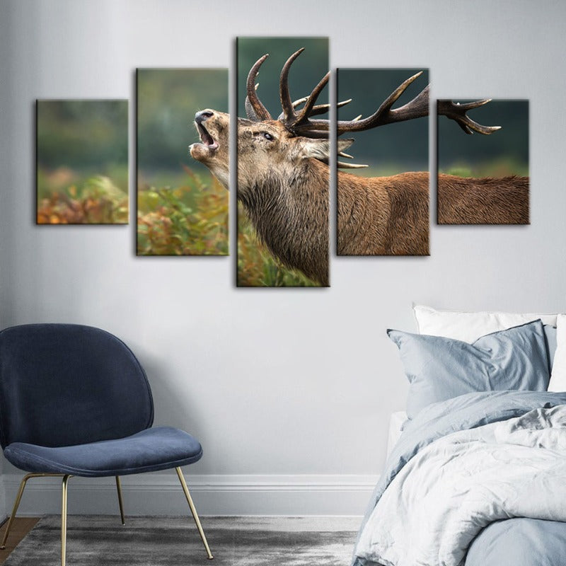 5 Stück blöckendes Elch - Leinwand Wandkunst Malerei