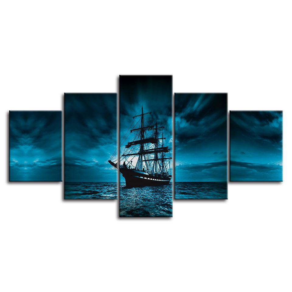 Deep Dark Ship - Leinwand Wandkunst Gemälde