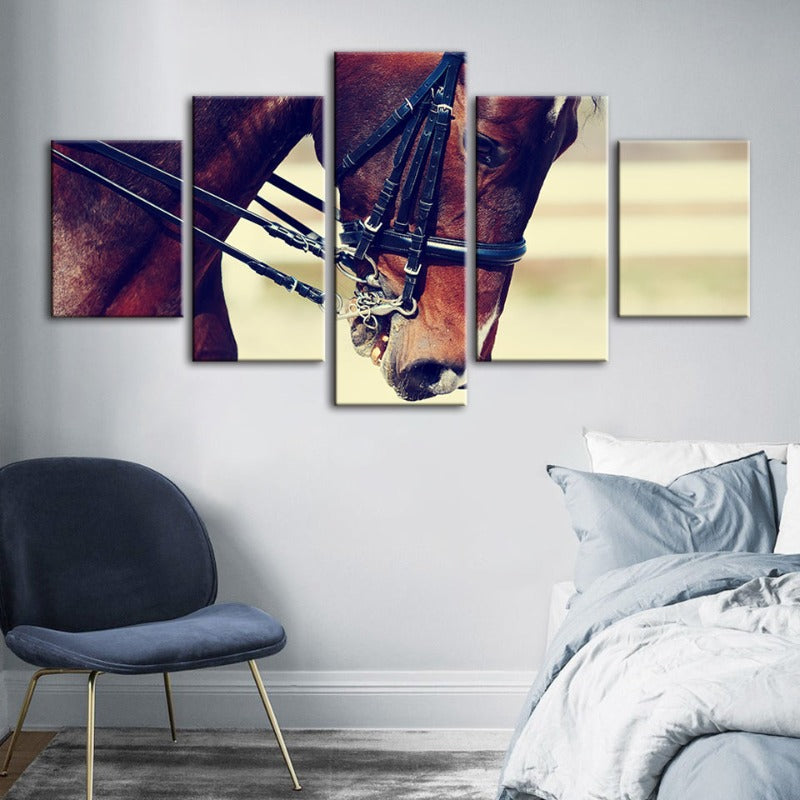 5 Stück Anmutige Halfterpferd - Leinwand Wandkunst Gemälde