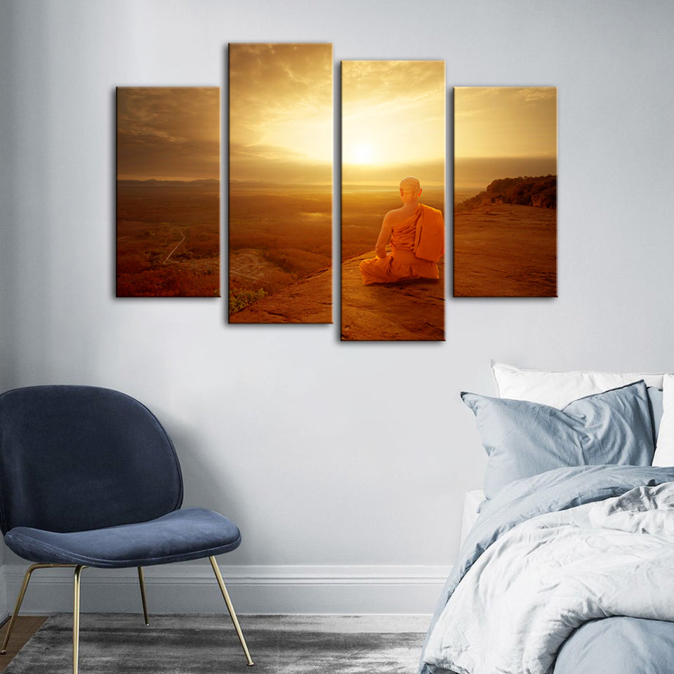 4-teilige ruhige Klippen-Sonnenuntergang - Leinwand Wandkunst Gemälde