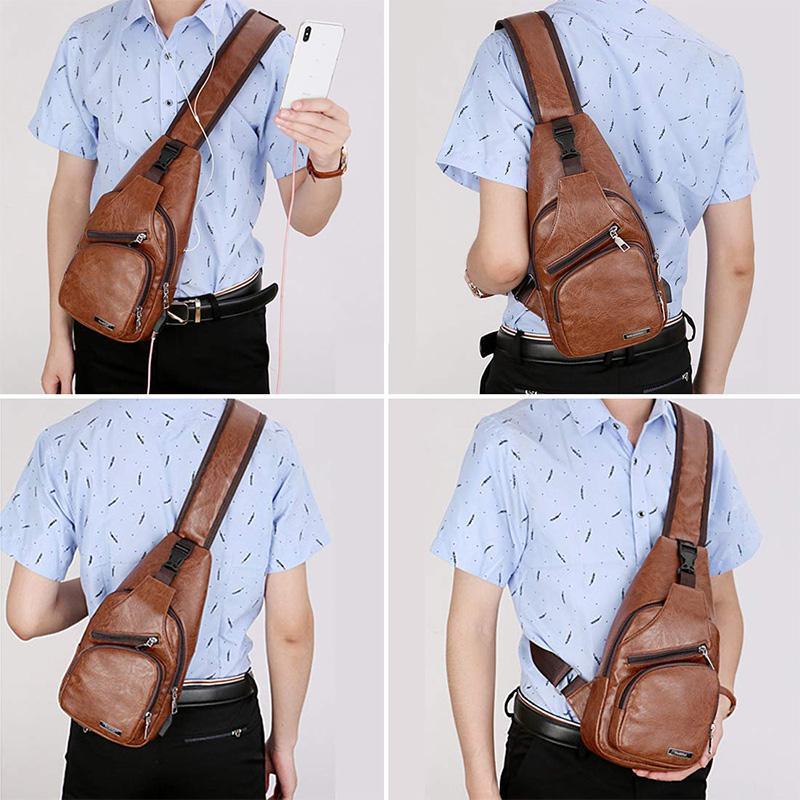 Schultertasche Crossbodytasche für Herren mit USB-Ladeanschluss | Brehn