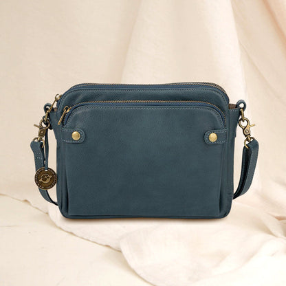Dreilagige Leder-Umhängetasche, Schultertasche & Clutch