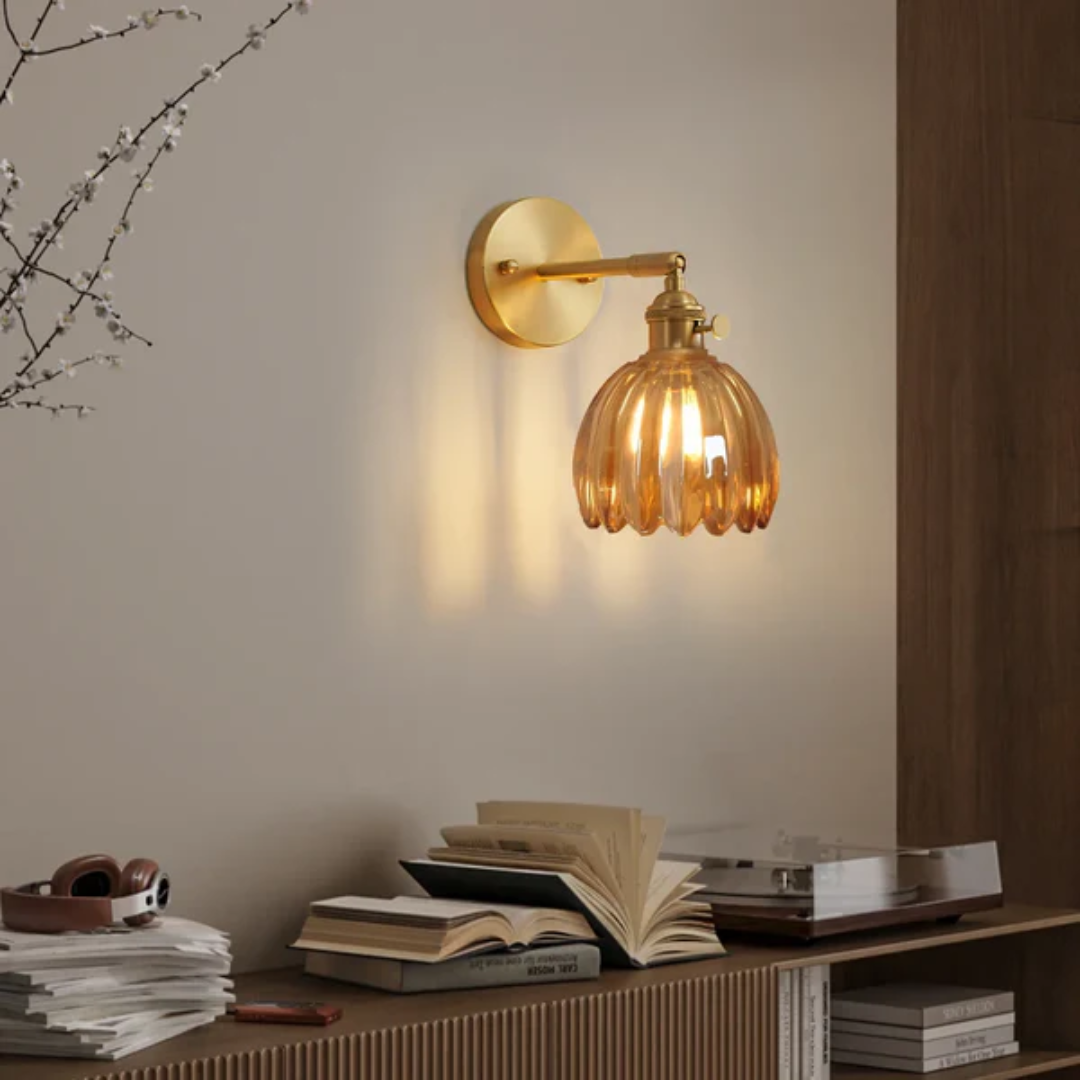 Brehn | Retro-Glas-Wandlampe Tulpe