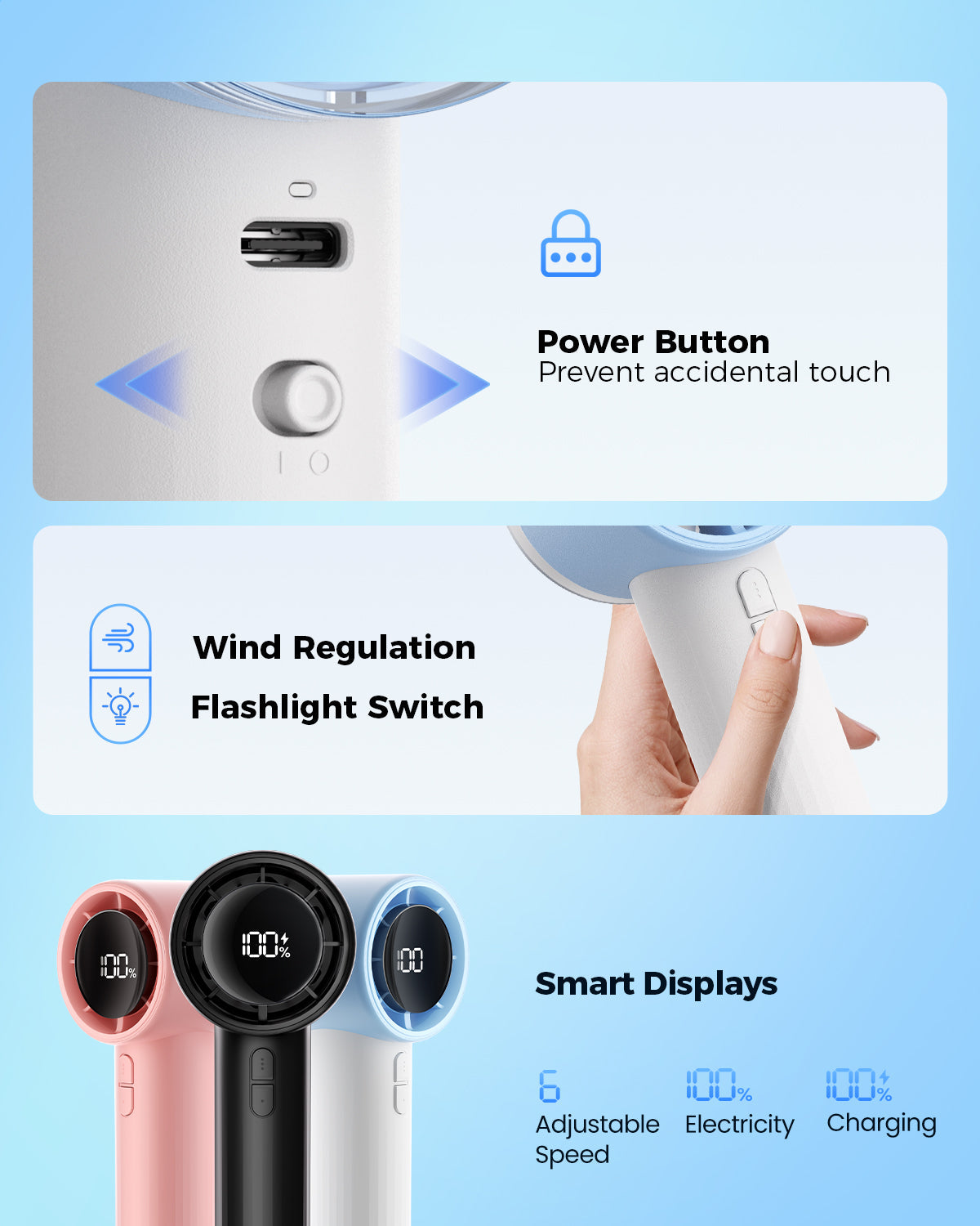 Tragbarer Hochgeschwindigkeits-Handheld-Turbo-Lüfter mit LED-Display | Brehn