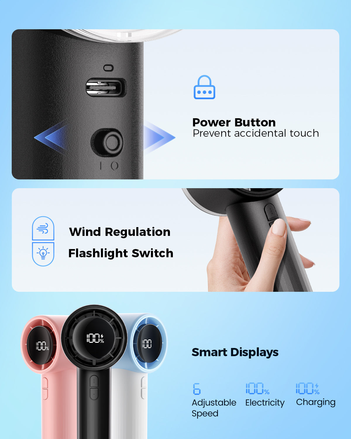 Tragbarer Hochgeschwindigkeits-Handheld-Turbo-Lüfter mit LED-Display | Brehn