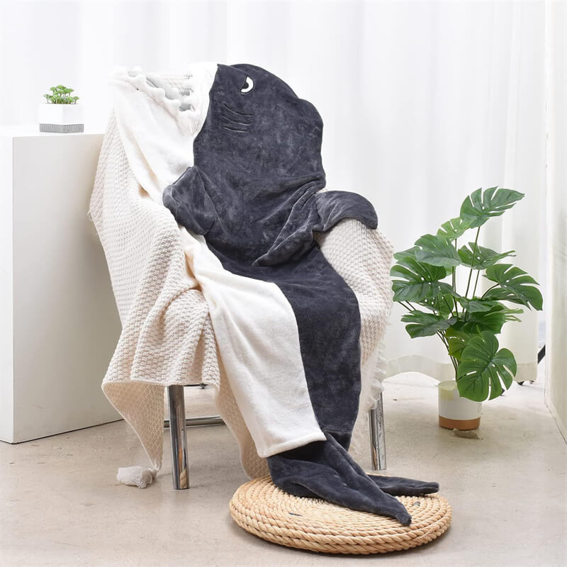 Plüsch Hai Decken Hoodie – Bequem tragbare Decke