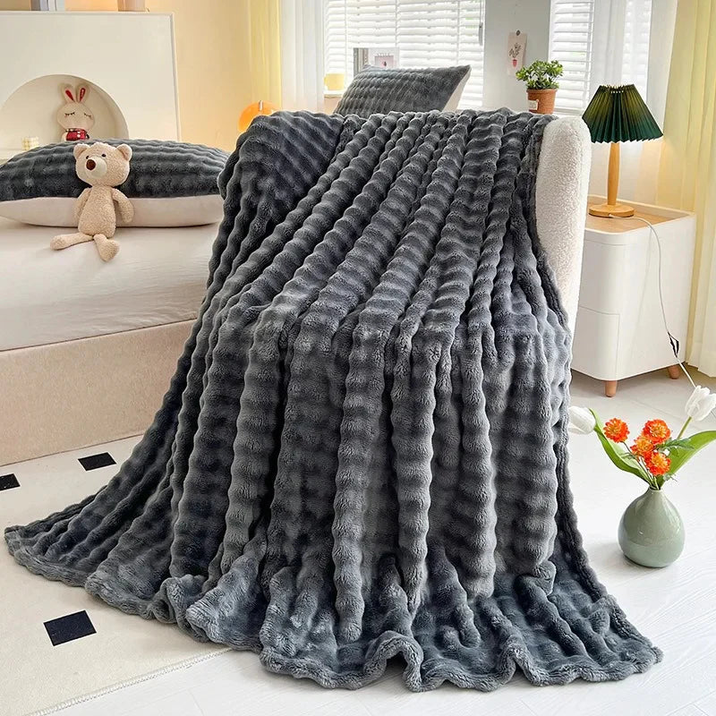 Brehn | Luxuriöse Blasenstruktur Fleece-Decke - BubbleNest