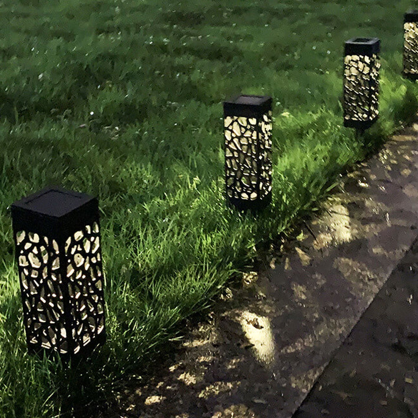 Kreatives Hohles Quadrat Säule LED Außen Rasen Boden Einsetzen Landschaft Licht | Brehn