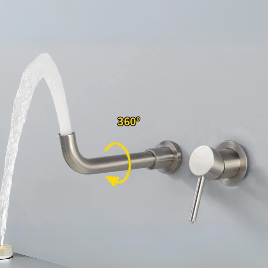 Brehn | Moderne Wandmontage-Waschtischarmatur mit geb brushed Nickel-Finish