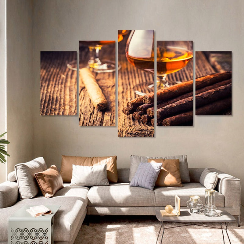 5-teilige braune moderne Kunst - Leinwand Wandkunst Gemälde