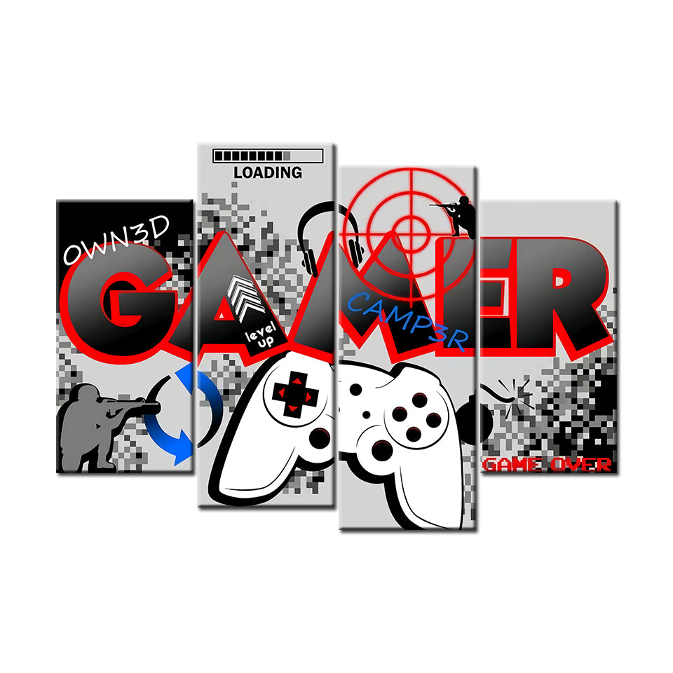 Gamer Board 4 Stück - Leinwand Wandkunst Malerei