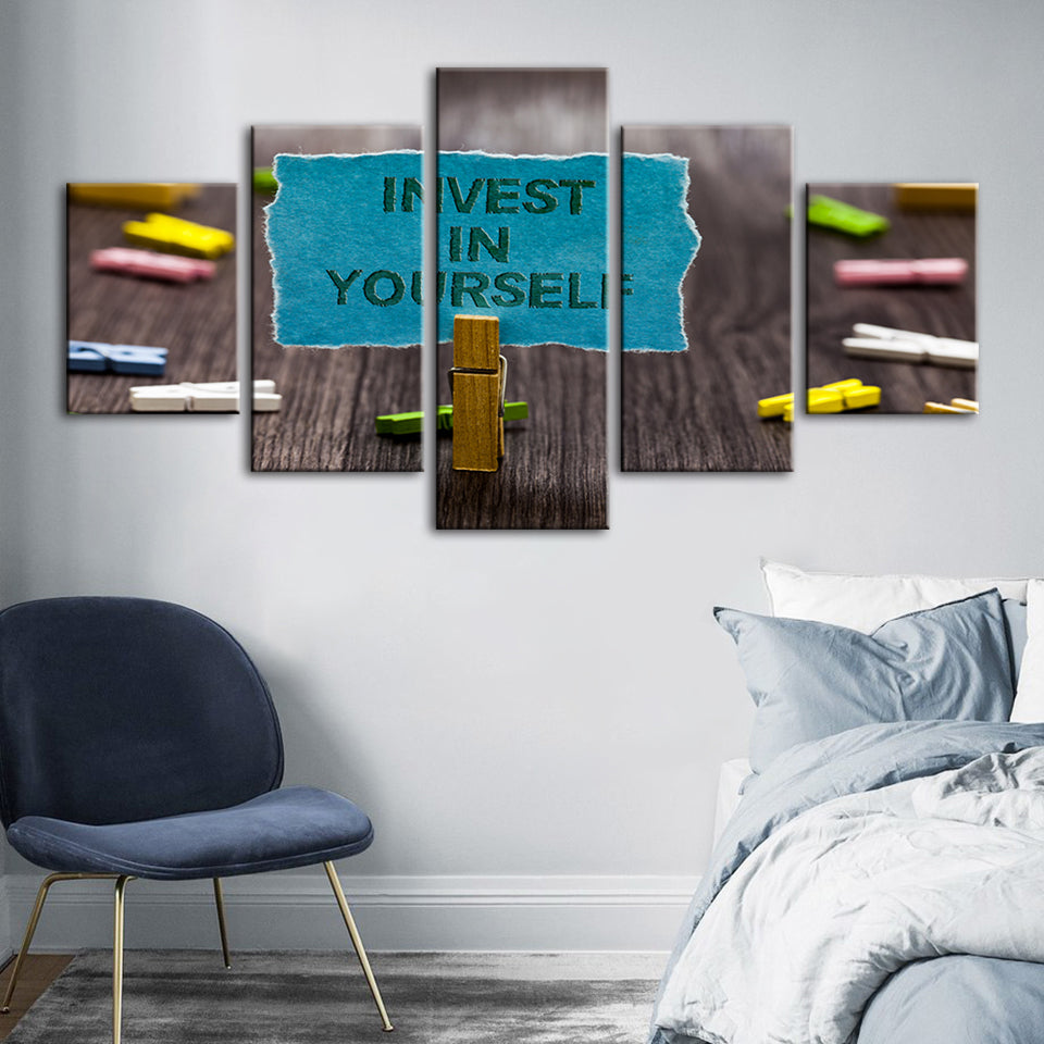 Investiere in dich selbst 5 Teile - Leinwand Wandkunst Malerei