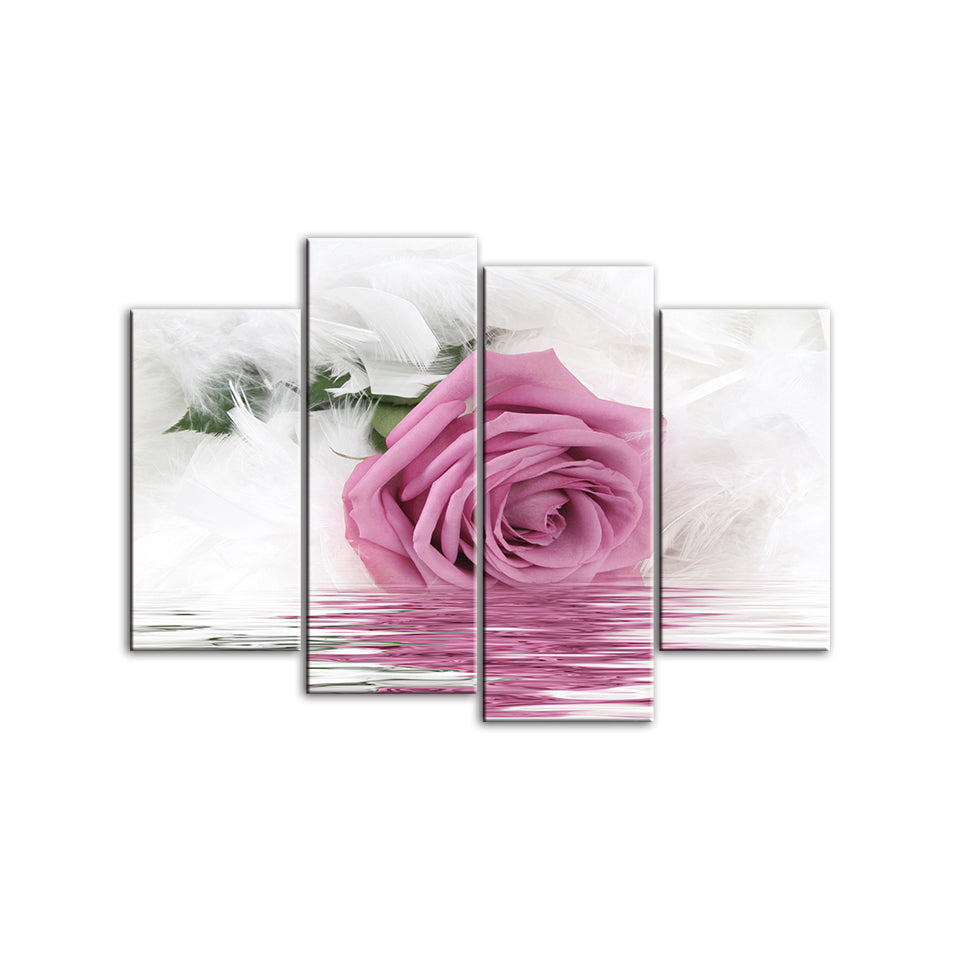 Pink Rose In Water - Leinwand Wandkunst Gemälde