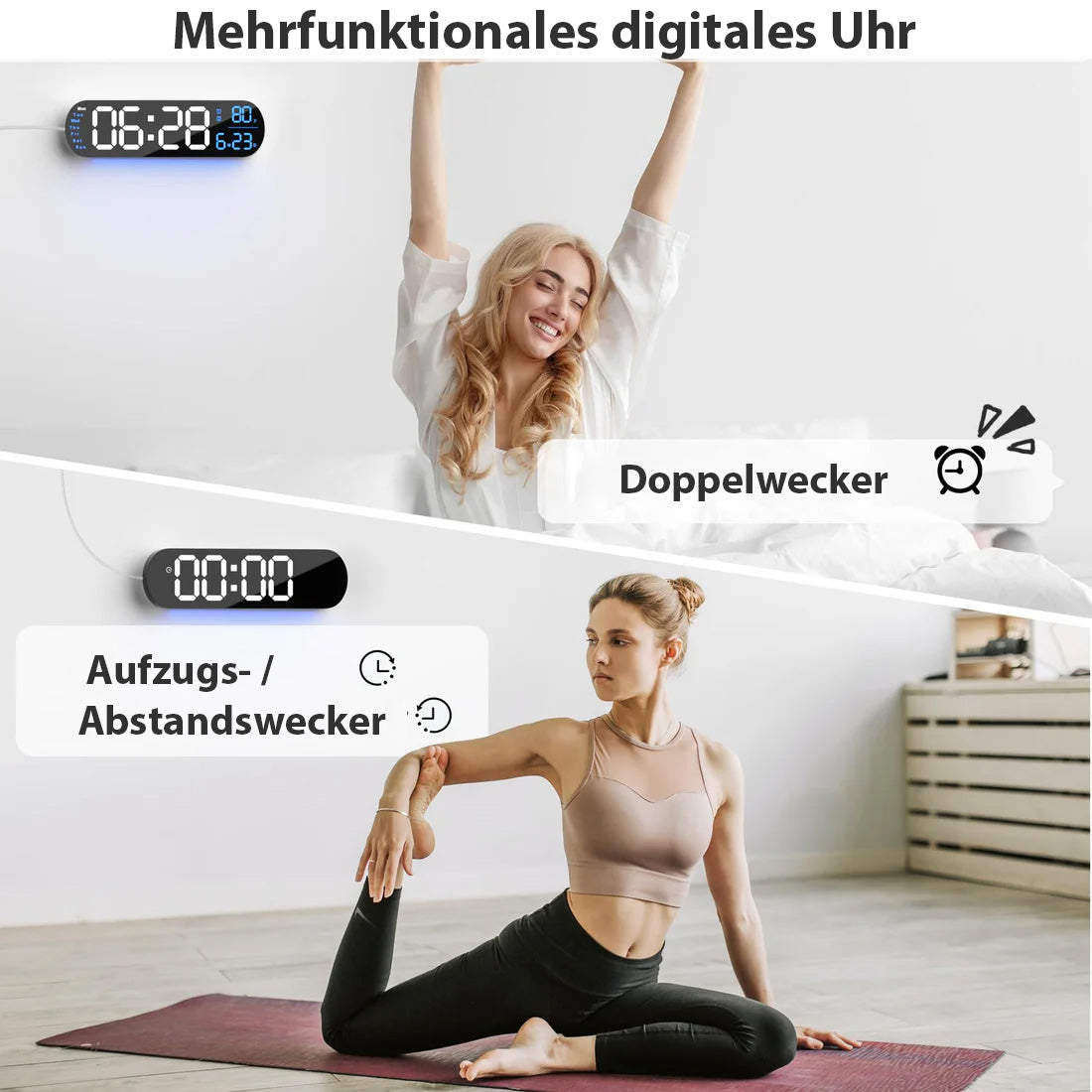 Saker Multifunktionsuhr mit LED-Anzeige | Brehn