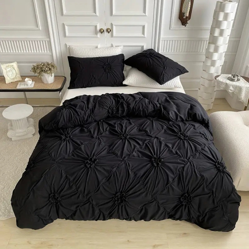 Bettwäsche-Set mit Falten und floralem Design