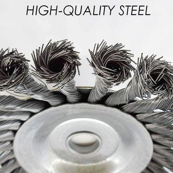 SteelTwist Unkrautbürste – 360° Trimmerklinge aus geflochtenem Stahl (15 cm) | Brehn