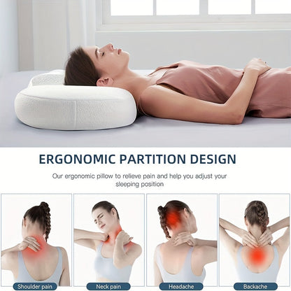 1pc Ovales Macaron Kissen Zervikal Memory Foam Kissen, Kühles Bettkissen Zum Schlafen - Nackenkissen Zur Schmerztherapie Schlafen, Kontur Unterstützung Ergonomisches Kissen Für Seiten-, Rücken-, Bauchschläfer Mit Hoch- Und Niedrigpartition | Brehn