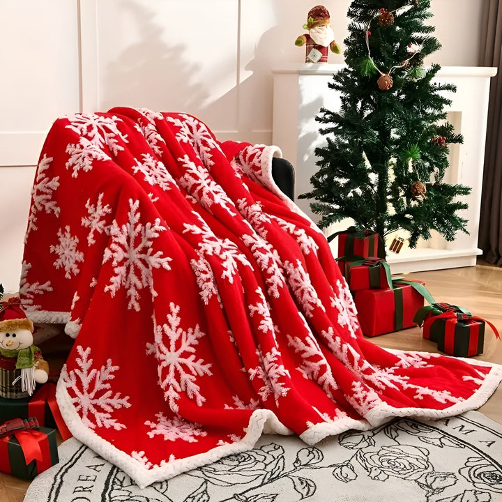 Weiche Fleece-Decke mit Schneeflockenmuster – Kuschelig & wärmend | Ideal für Sofa und Bett | Brehn