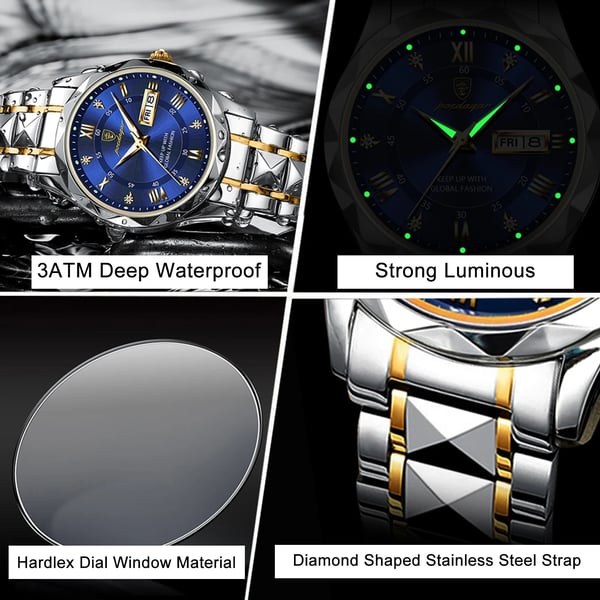 Wasserdichte Luxus-Herrenarmbanduhr der Top-Marke mit Leuchtfunktion