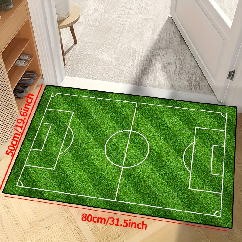Vivolux | Fußballfeld Muster Teppich - rutschfester waschbarer Lounge-Matten für Wohnzimmer, Schlafzimmer, Garten oder Gaming-Zimmer