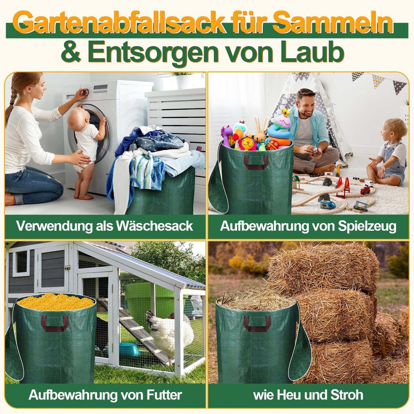 Gartenabfallsack Gartensack 272L mit Deckel | Brehn