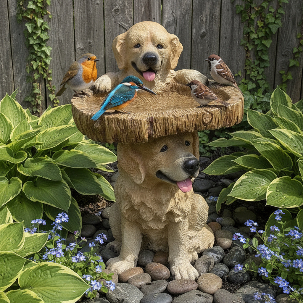 Brehn | Golden Retriever Welpen Vogelbad Gartenstatue