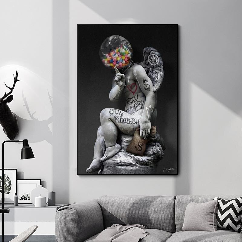 David Head Skulptur Graffiti - Leinwand Wandkunst Malerei