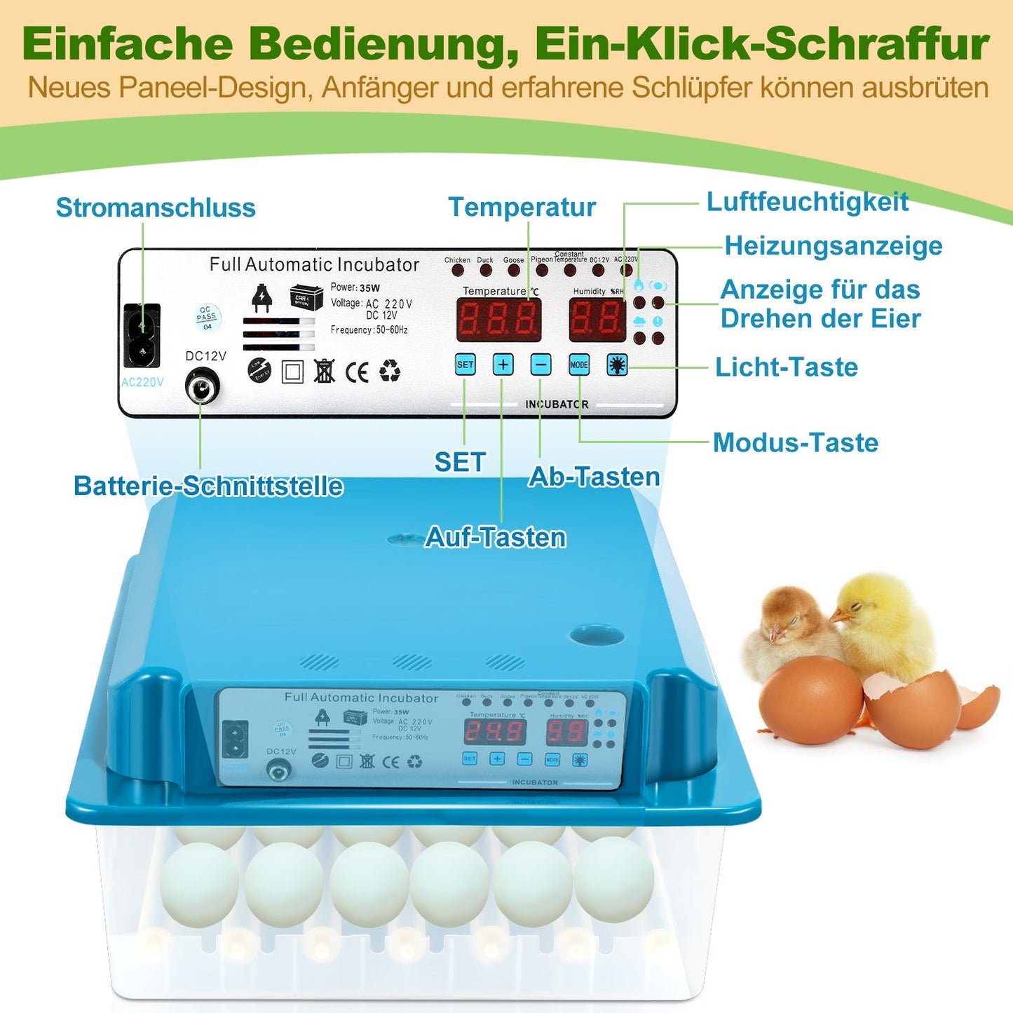 Brutautomat Vollautomatisch Inkubator für Hühner 36 Eier | Brehn
