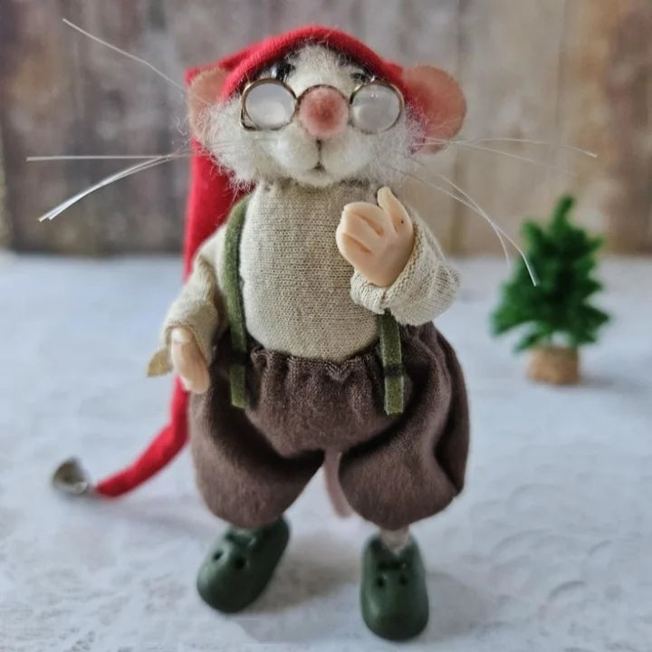Brehn | Handgefertigte Filzmaus | Weihnachtsdekoration & Geschenkidee | Aus Wolle & Stoff nadelgefilzt | Nachhaltig